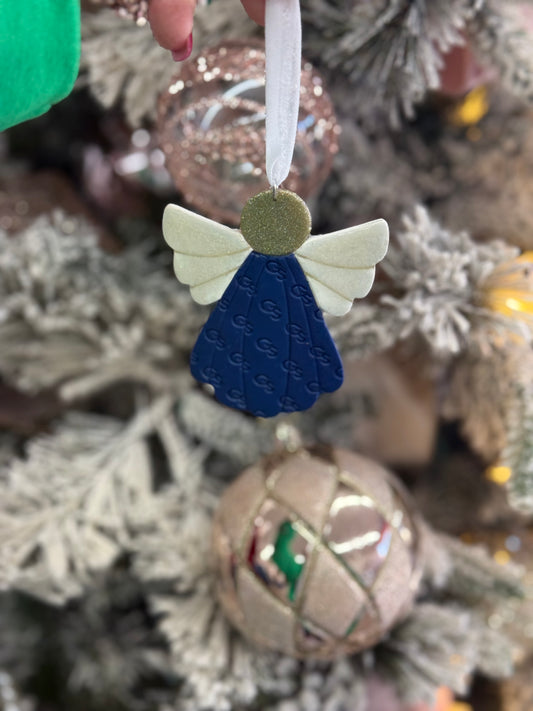 GS Navy & Cream Clay Angel Ornament