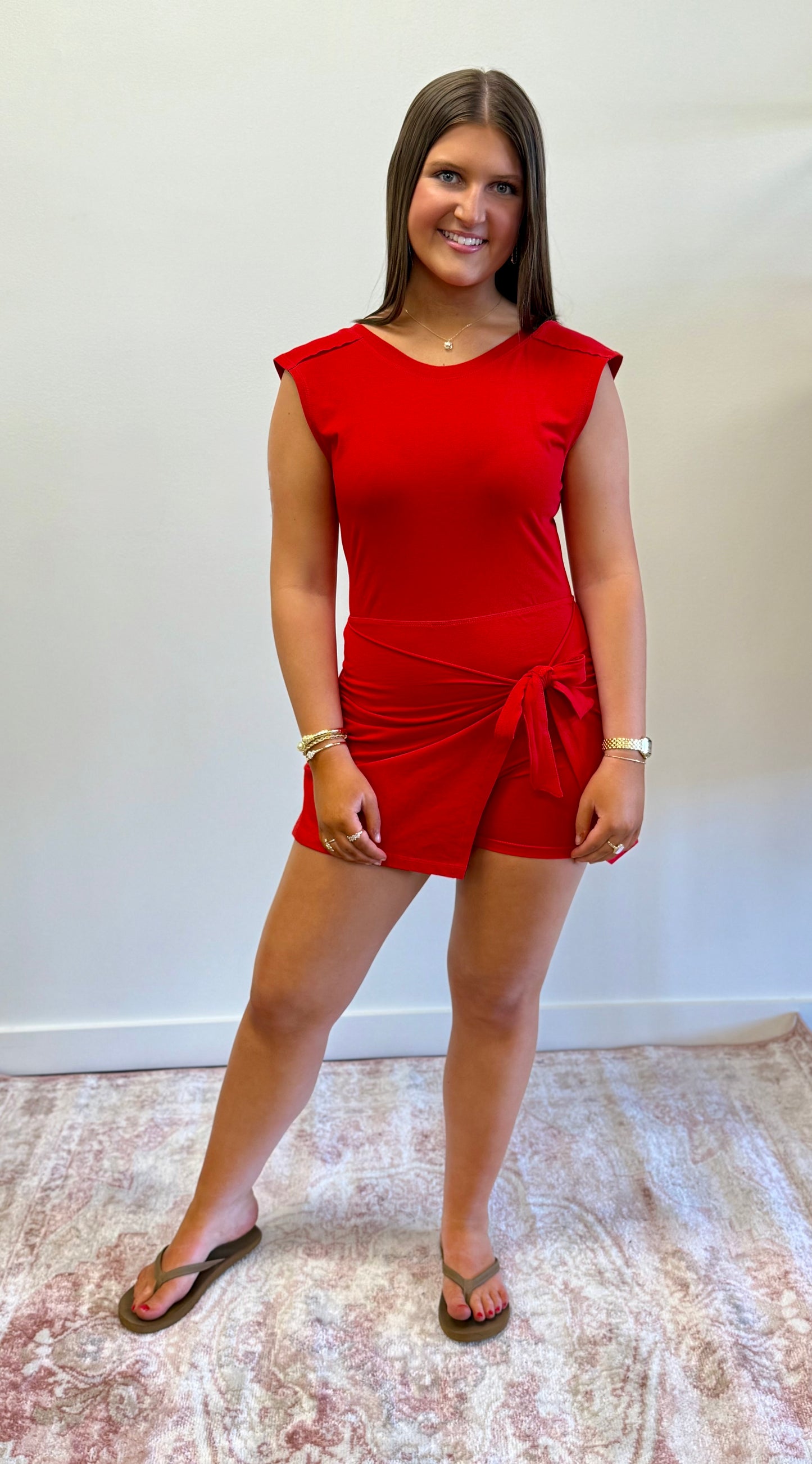 Red Motion Knit Athleisure Dress