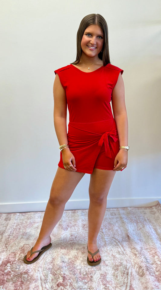Red Motion Knit Athleisure Dress