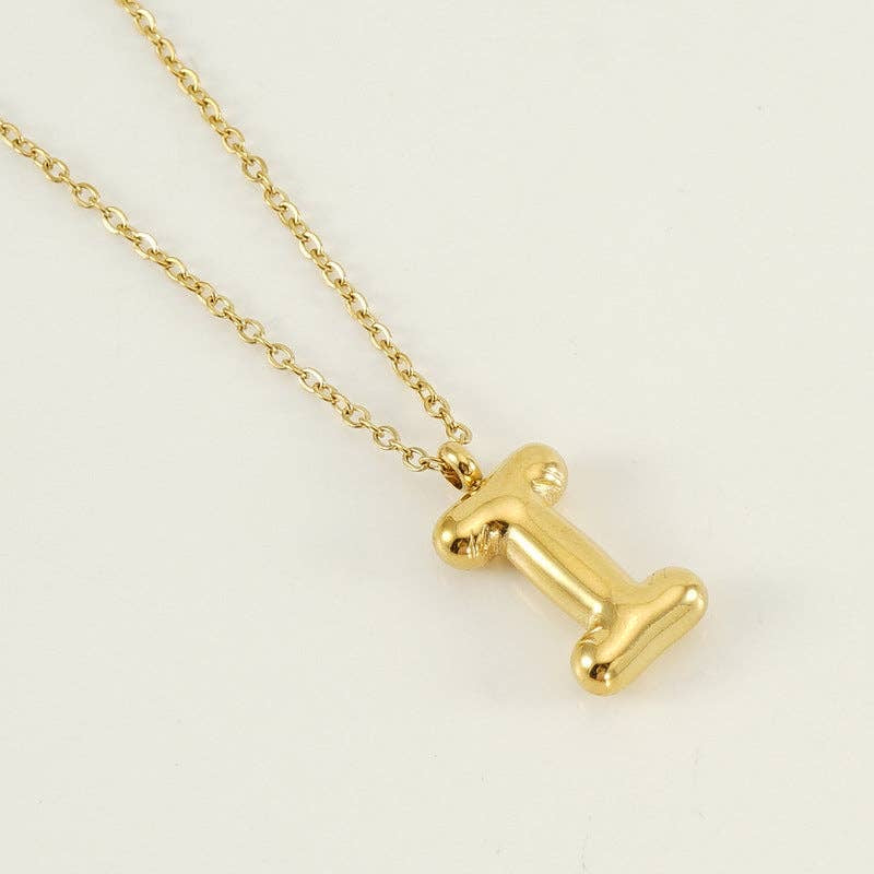 Bubble Initial Gold-Plated Stainless Steel Necklace