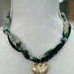 Green Scarf Heart Locket Charm Necklace