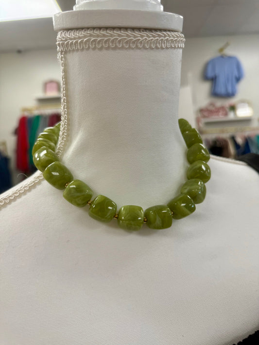Hart Designs Square Olive Marble Bead Necklace