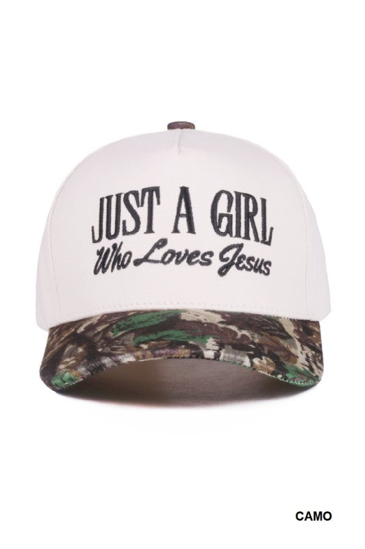 Camo Just a Girl Who Loves Jesus Cap