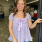 Lavender Bow Shirred Top