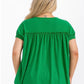 Plus Green Button Detail Top