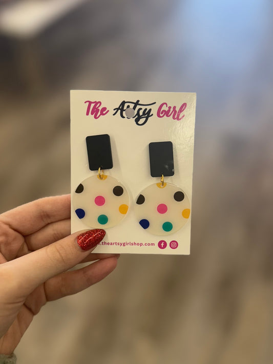 Colorful Polka Dot Dangle Earrings - The Artsy Girl