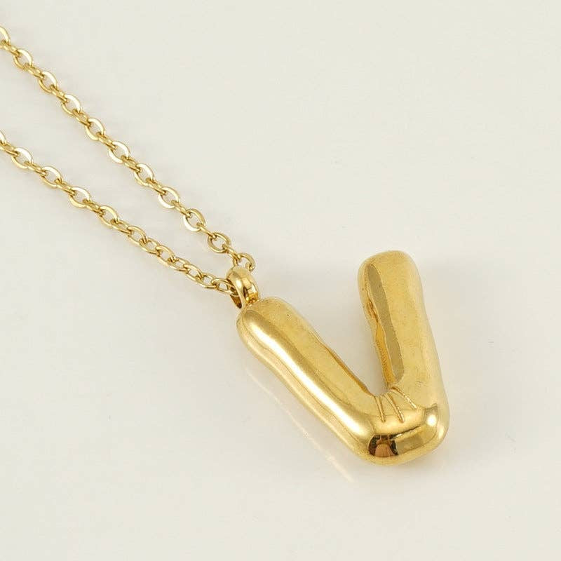 Bubble Initial Gold-Plated Stainless Steel Necklace