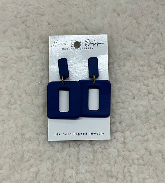 Navy Square Earrings