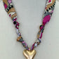 Pink Scarf Heart Charm Necklace