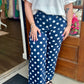 Deep Denim Polka Dot Flow Leg Pants