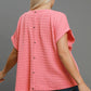 Plus Coral Jacquard Boxy Cut Top with Back Buttons
