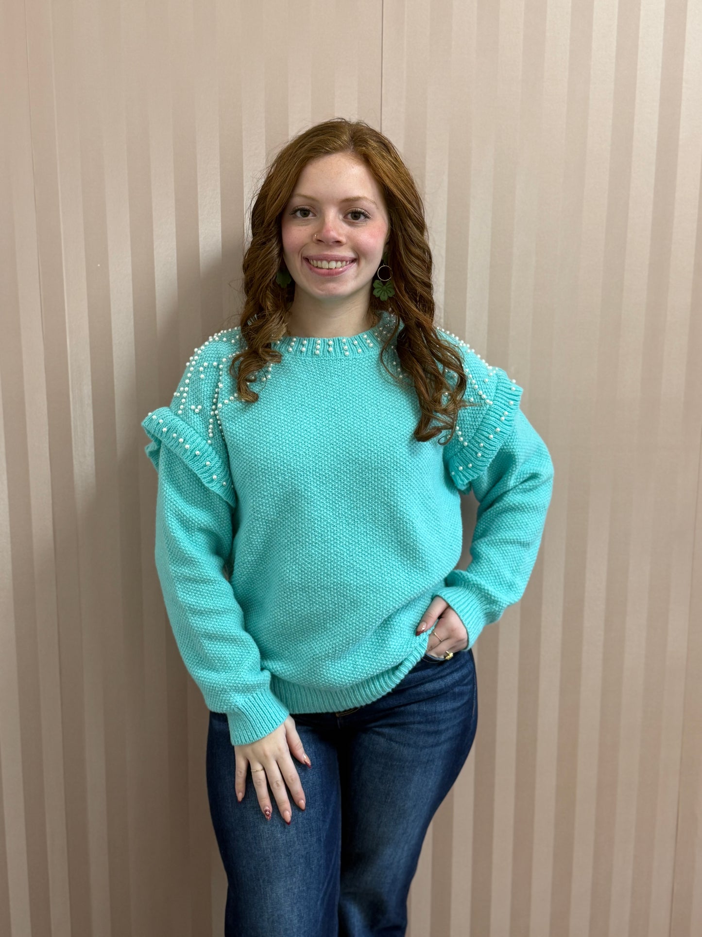 Turquoise Pearl Sweater