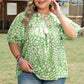 Plus Green Animal Puff Sleeve Top