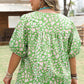 Plus Green Animal Puff Sleeve Top