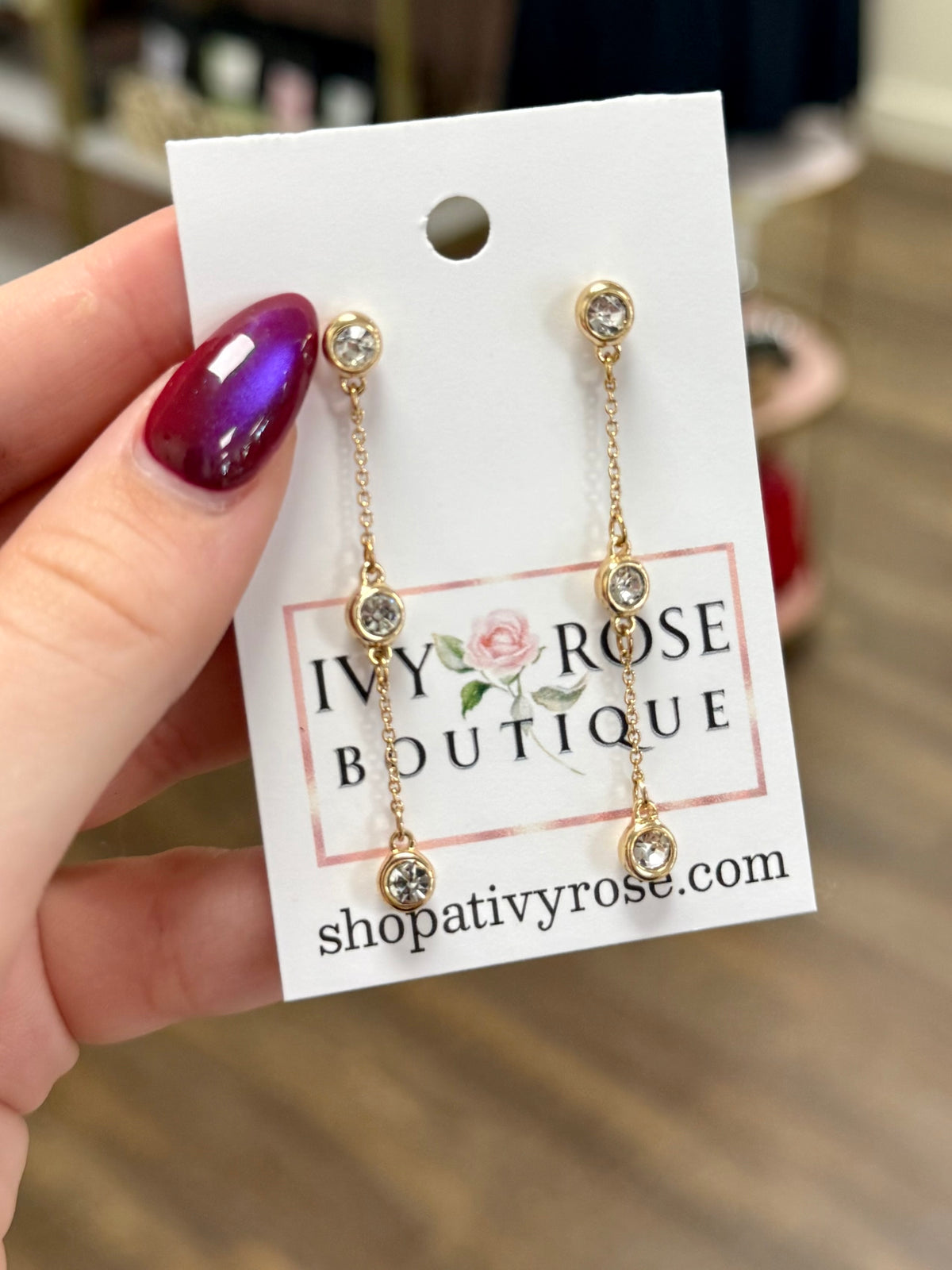 Gold Diamond Drop Earrings