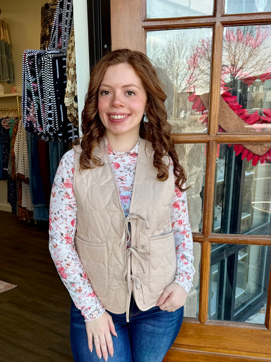 Taupe Front Tie Vest