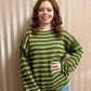 Green Stripe Drop Shoulder Sweater