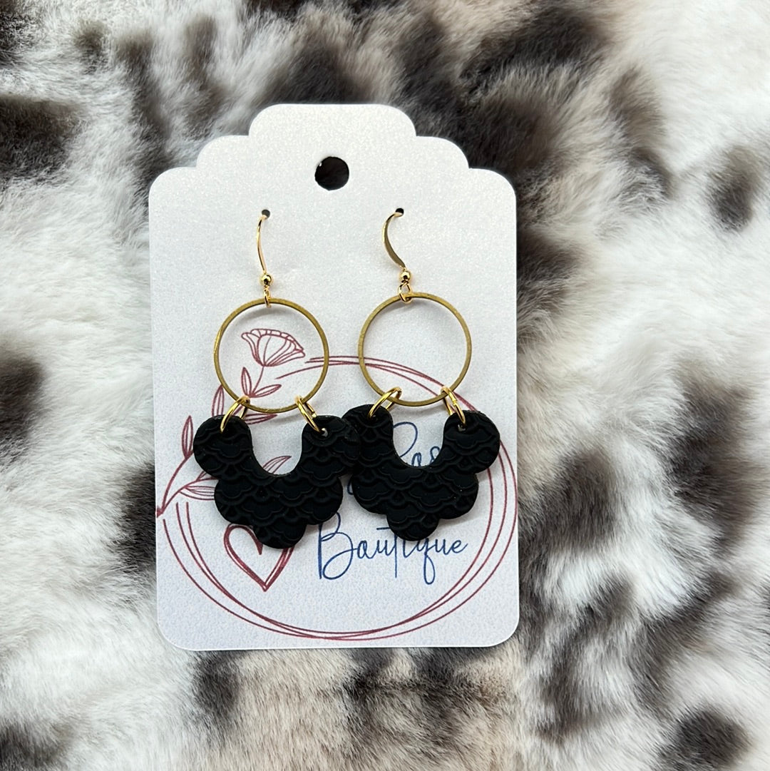 Black Scallop Earrings