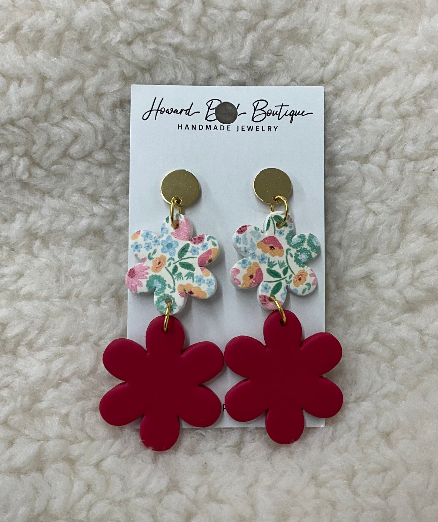 Double Flower Dangle Earrings