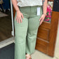 Sage Stretch High Rise Wide Leg Cropped Jeans