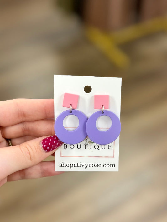 Pink & Purple Dangle Earrings