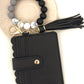 Black Beaded Bracelet Keychain Wallet