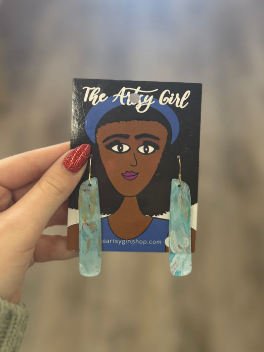 Teal & Gold Dangle Earrings - The Artsy Girl