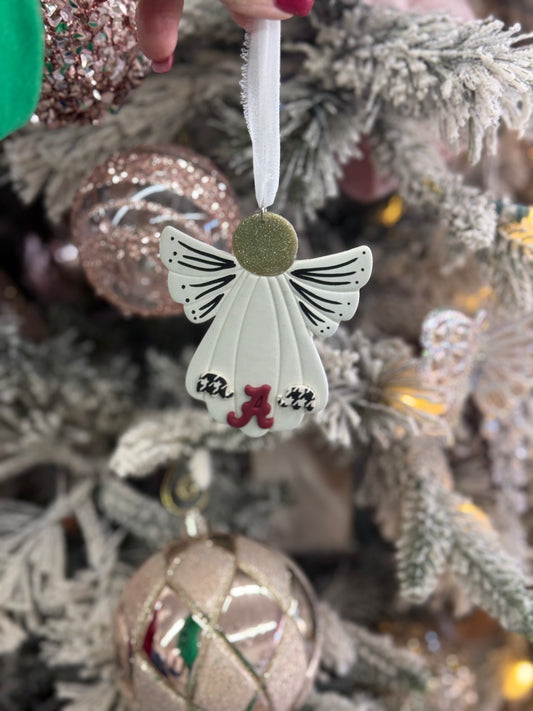 White & Black Alabama Clay Angel Ornament