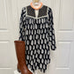 Black Printed Balloon Sleeve Dress