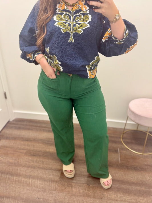 Green High-Rise Pants