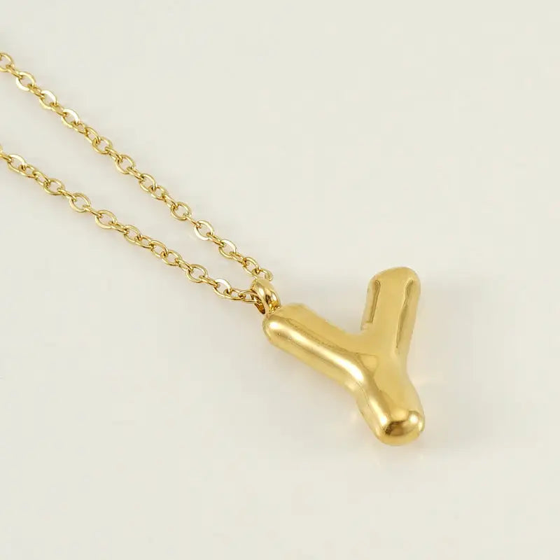 Bubble Initial Gold-Plated Stainless Steel Necklace