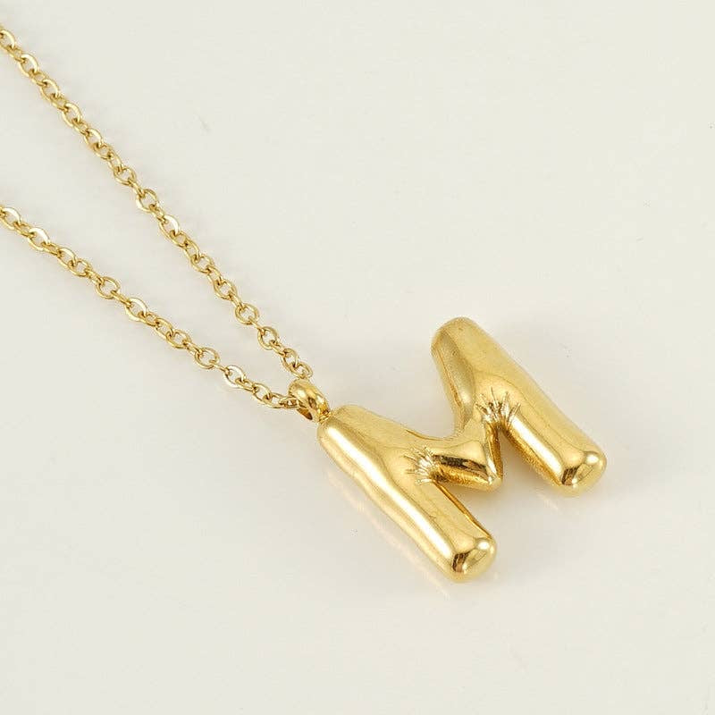 Bubble Initial Gold-Plated Stainless Steel Necklace