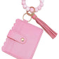 Pink Beaded Bracelet Keychain Wallet