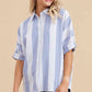 Plus Blue Striped Dolman Sleeve Top