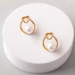 Gold Pearl Loop Earrings
