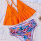 Orange Floral Frill Bikini