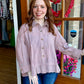 Mauve Striped Button-Up Top