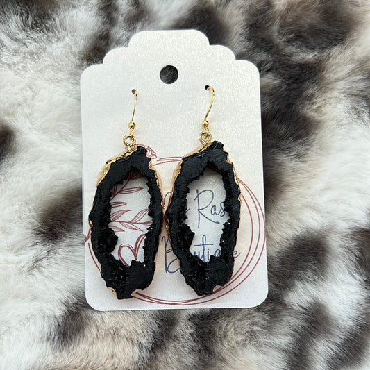 Black Large Druzy Earring