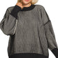 Plus Black Exposed Seam Two-Tone Sweater