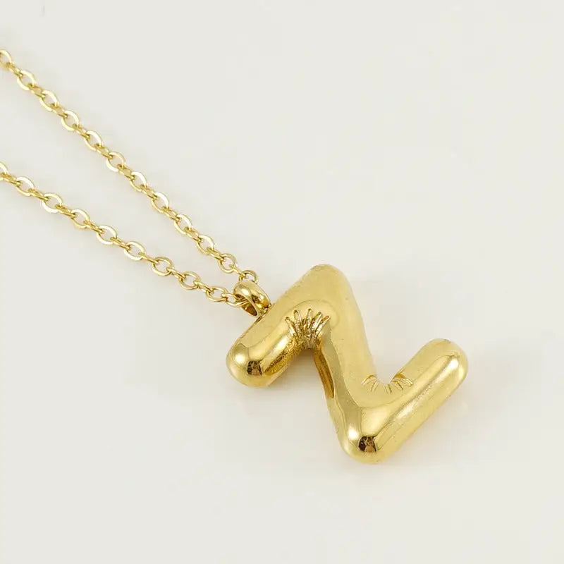 Bubble Initial Gold-Plated Stainless Steel Necklace