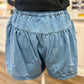 Indigo Mineral Washed Chambray Button Down Shorts