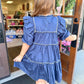Navy Puff Sleeve Mini Dress