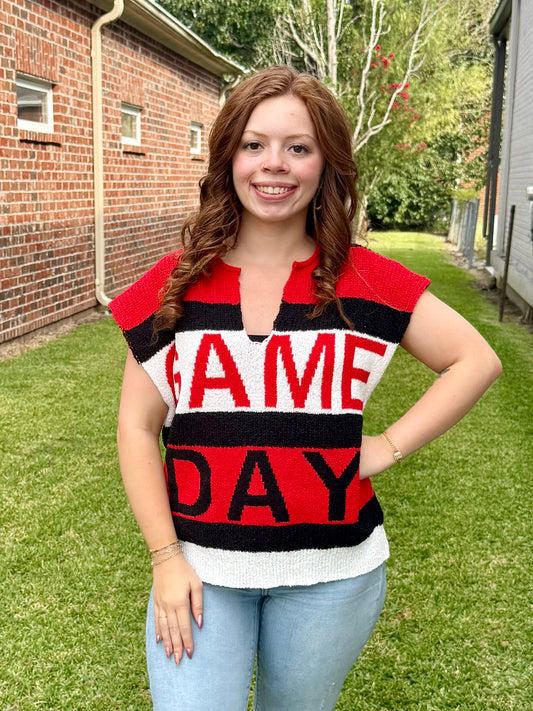 Red & Black Game Day Sweater Top