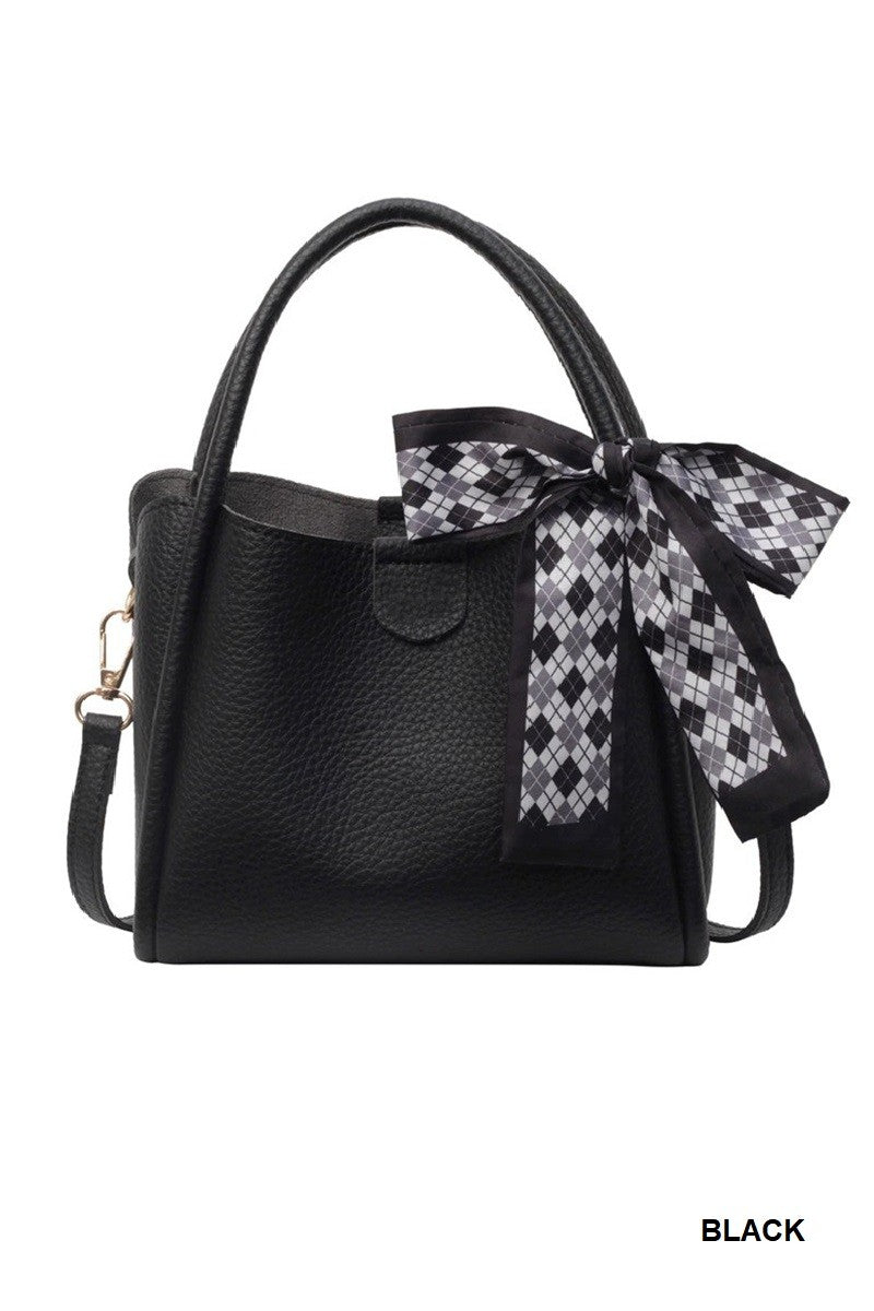 Black Scarf Crossbody Tote Bag