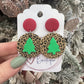 Brown Cheetah Christmas Tree Earrings