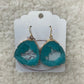 Aqua Blue Agate Resin Gemstone Earrings