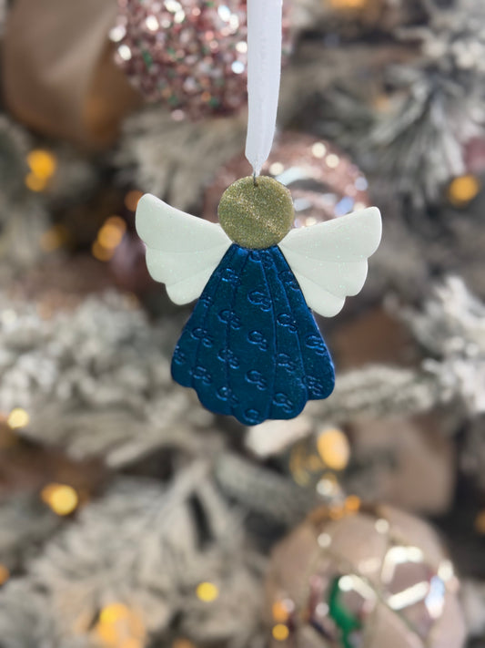 GS Metallic Blue & Sparkle Clay Angel Ornament