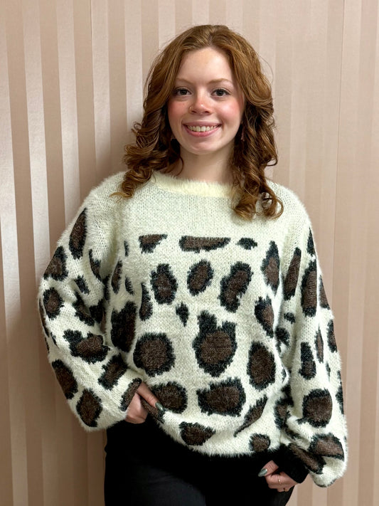 Cream Animal Print Sweater