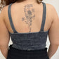 Ash Black Washed Ribbed Seamless Bra Padded V-Neck Tank
