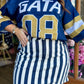 Navy Striped Denim Skirt